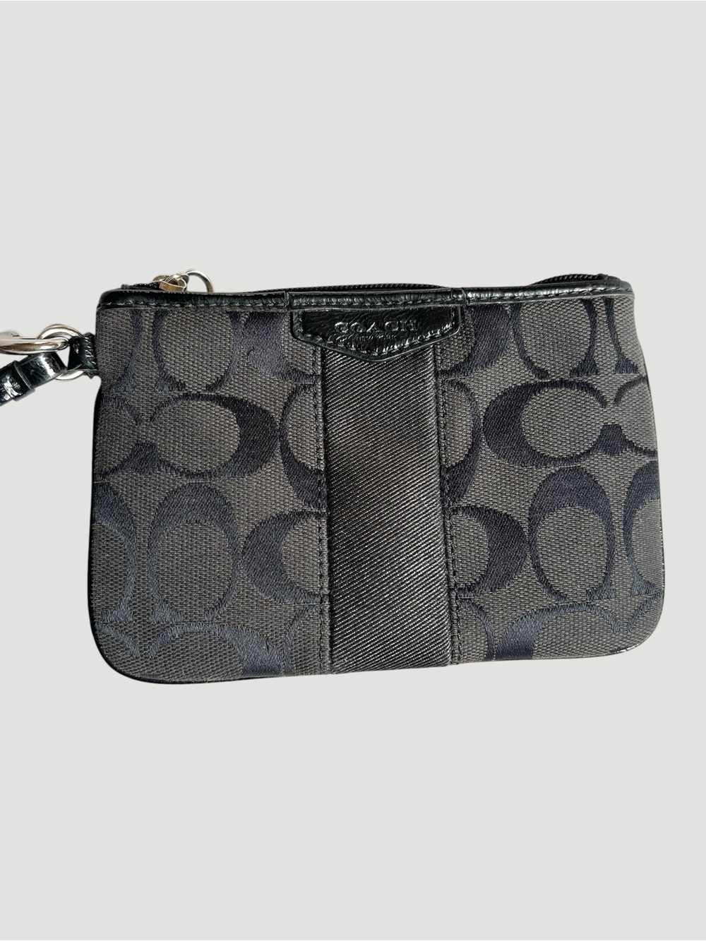 Coach Black/Charcoal Signature Canvas Wristlet Y2K
